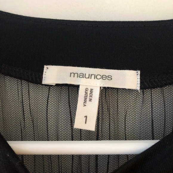 NWOT Maurices Black Blouse with mesh shoulders and sleeves plus size 1 (16-18) - Picture 2 of 7
